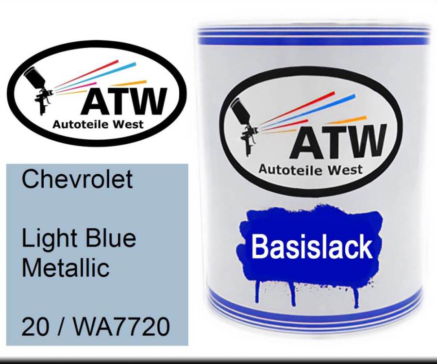 Chevrolet, Light Blue Metallic, 20 / WA7720: 1L Lackdose, von ATW Autoteile West.